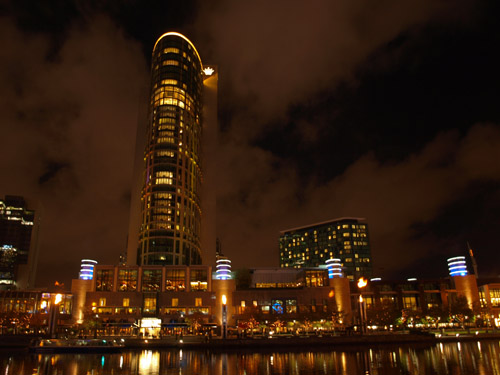 Crown Towers lit up at night